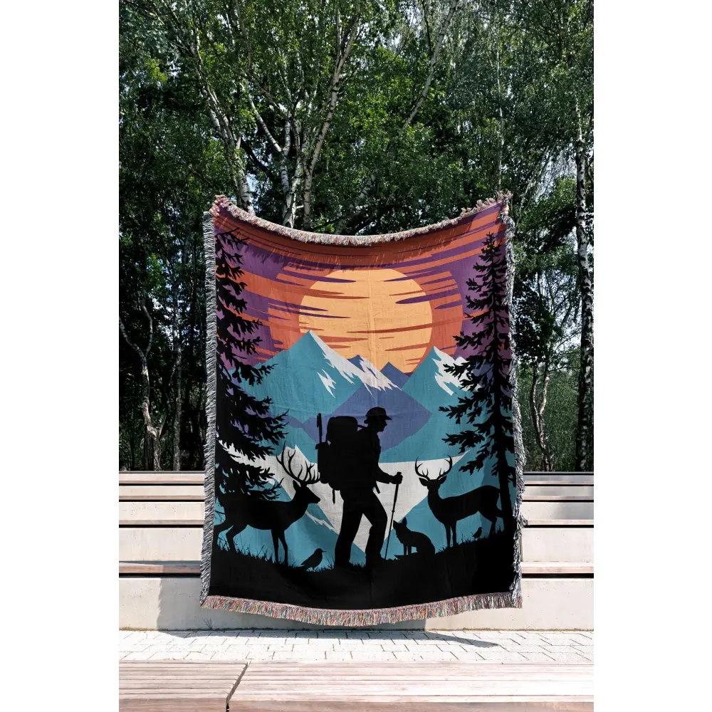 Mountain Hiker Personalized Woven Blanket