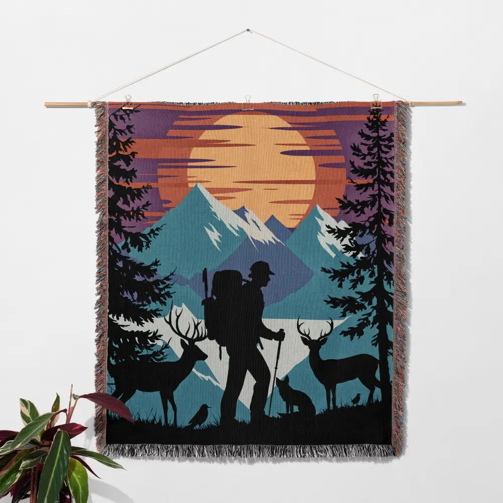 Mountain Hiker Personalized Woven Blanket