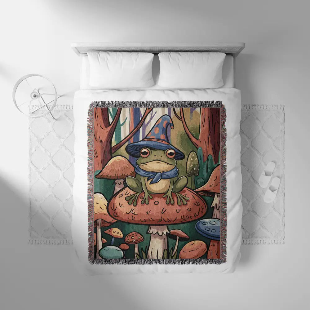 Mushroom Frog Personalized Woven Blanket