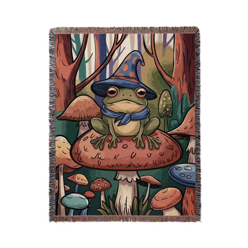 Mushroom Frog Personalized Woven Blanket