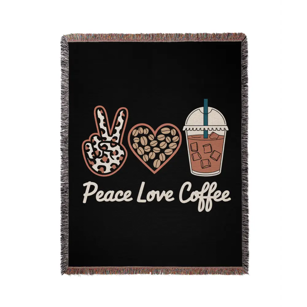 Peace Love Coffee Personalized Woven Blanket