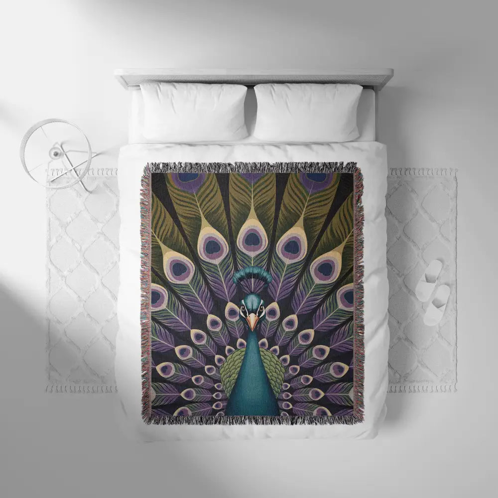 Peacock Personalized Woven Blanket