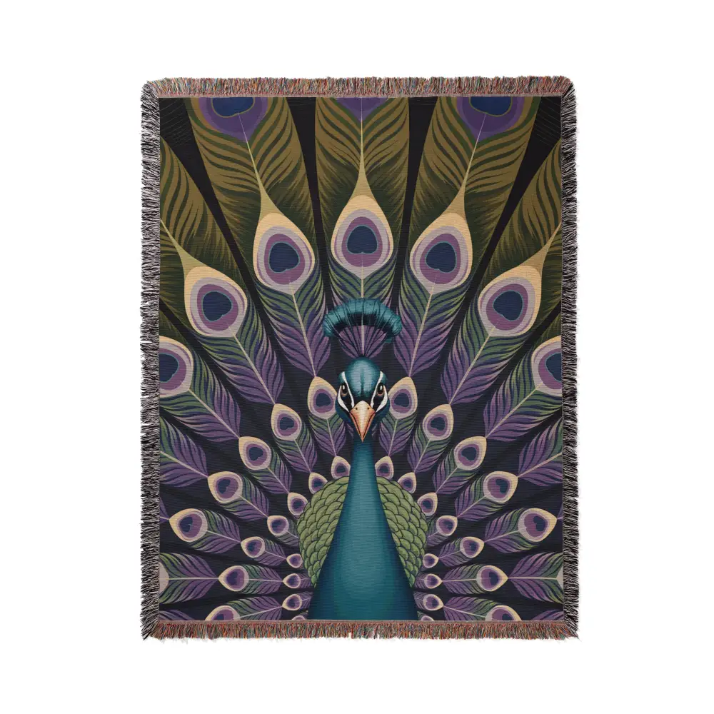 Peacock Personalized Woven Blanket