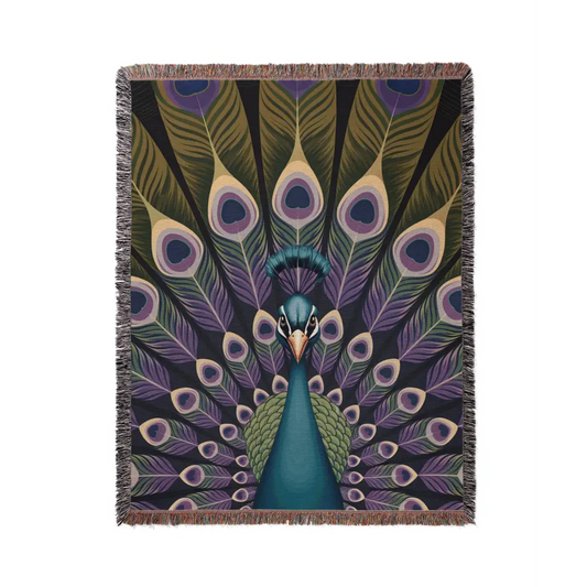 Peacock Personalized Woven Blanket