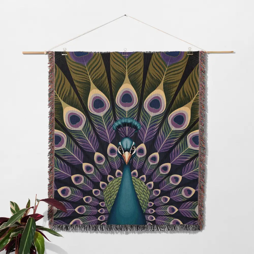 Peacock Personalized Woven Blanket