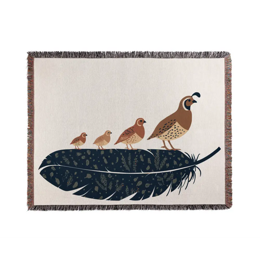 Quail Family Personalized Woven Blanket