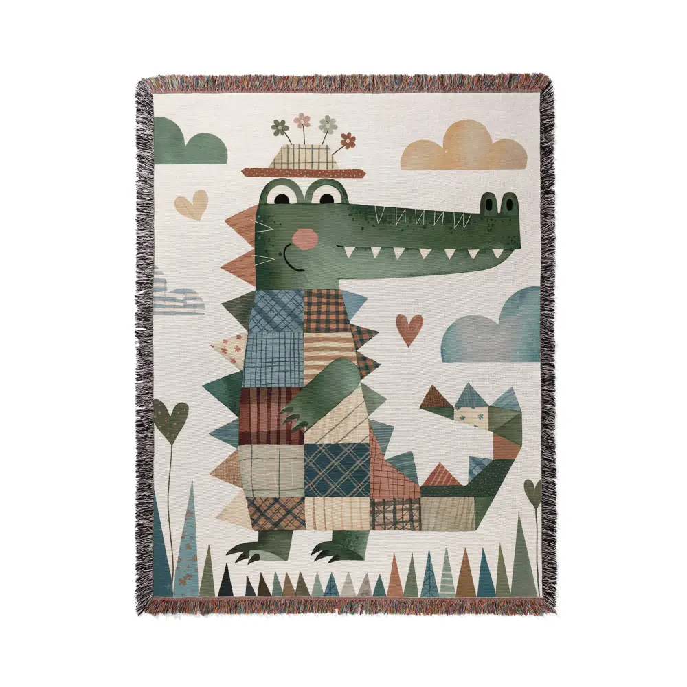 Quilt Crocodile Personalized Woven Blanket