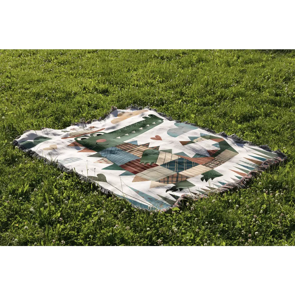 Quilt Crocodile Personalized Woven Blanket