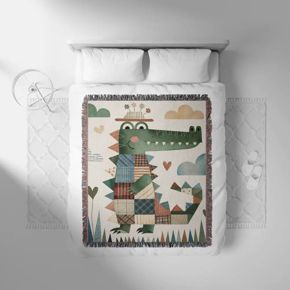 Quilt Crocodile Personalized Woven Blanket