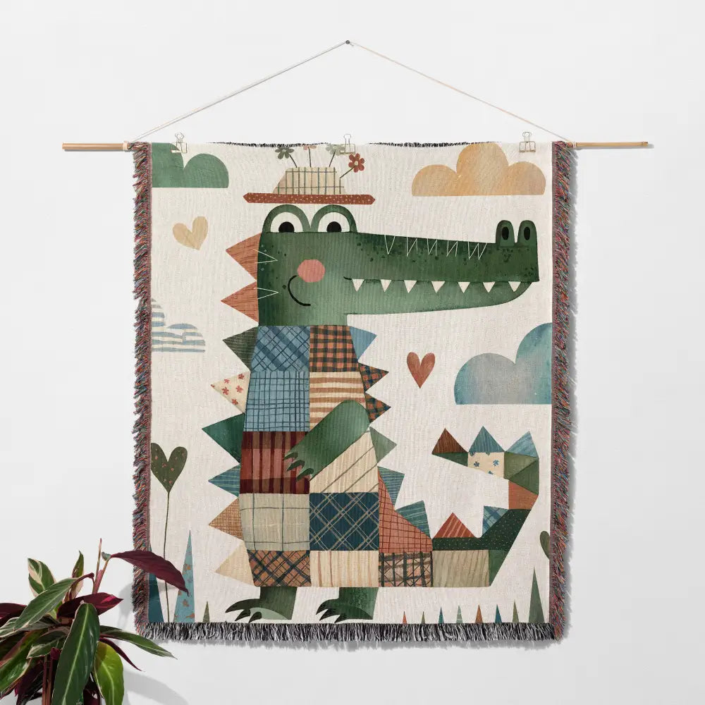 Quilt Crocodile Personalized Woven Blanket