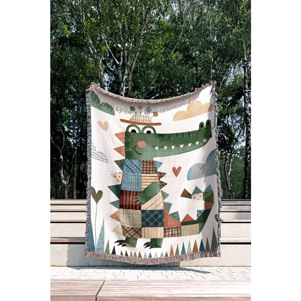 Quilt Crocodile Personalized Woven Blanket