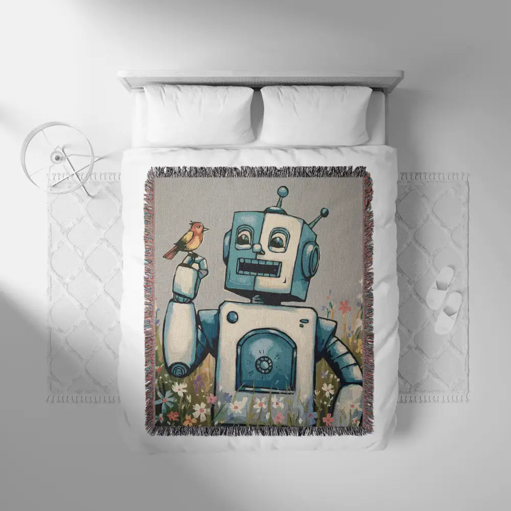 Robot Bird Personalized Woven Blanket