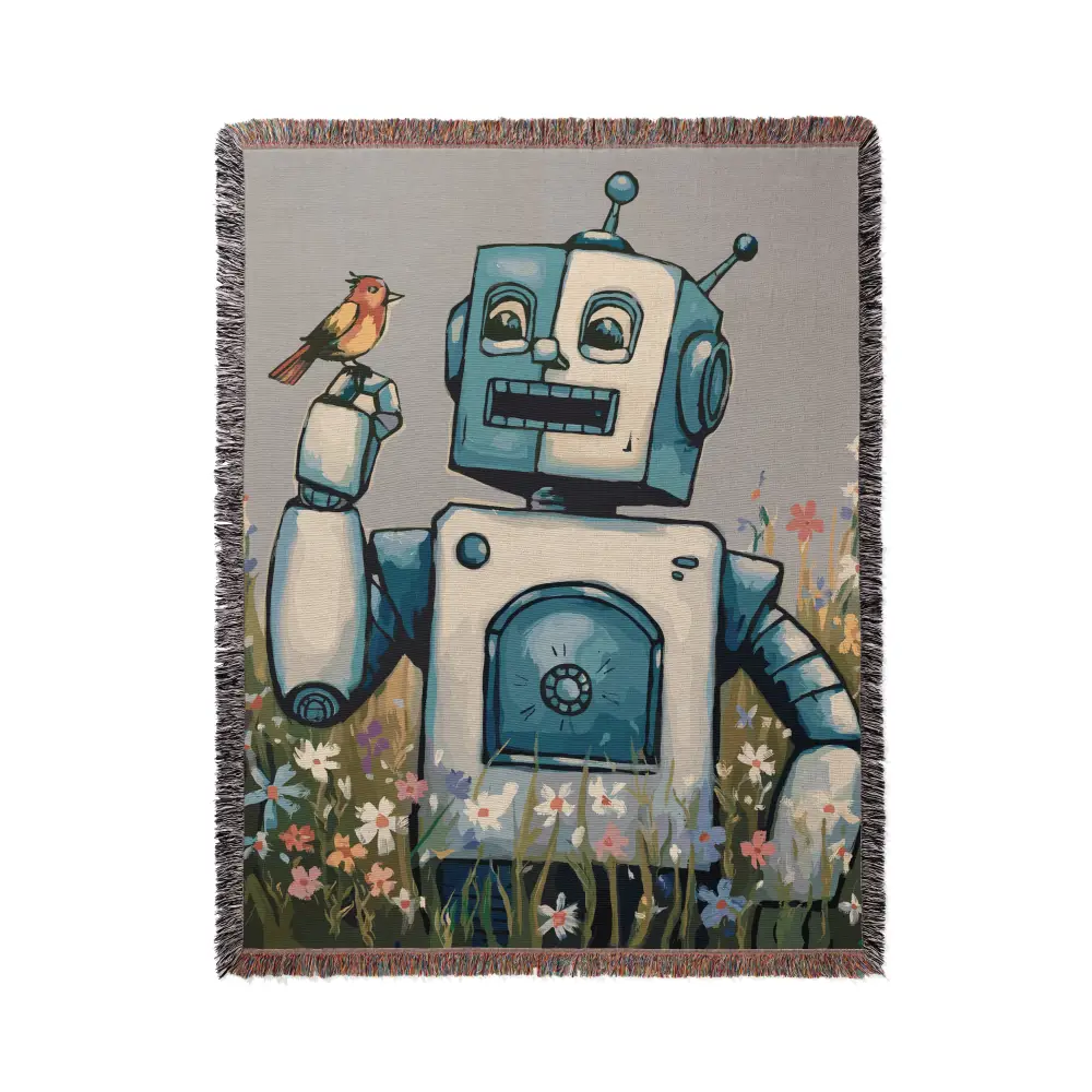 Robot Bird Personalized Woven Blanket