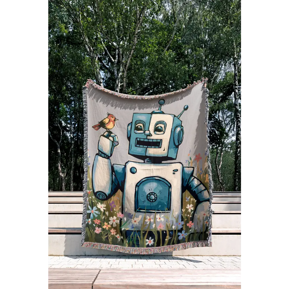 Robot Bird Personalized Woven Blanket