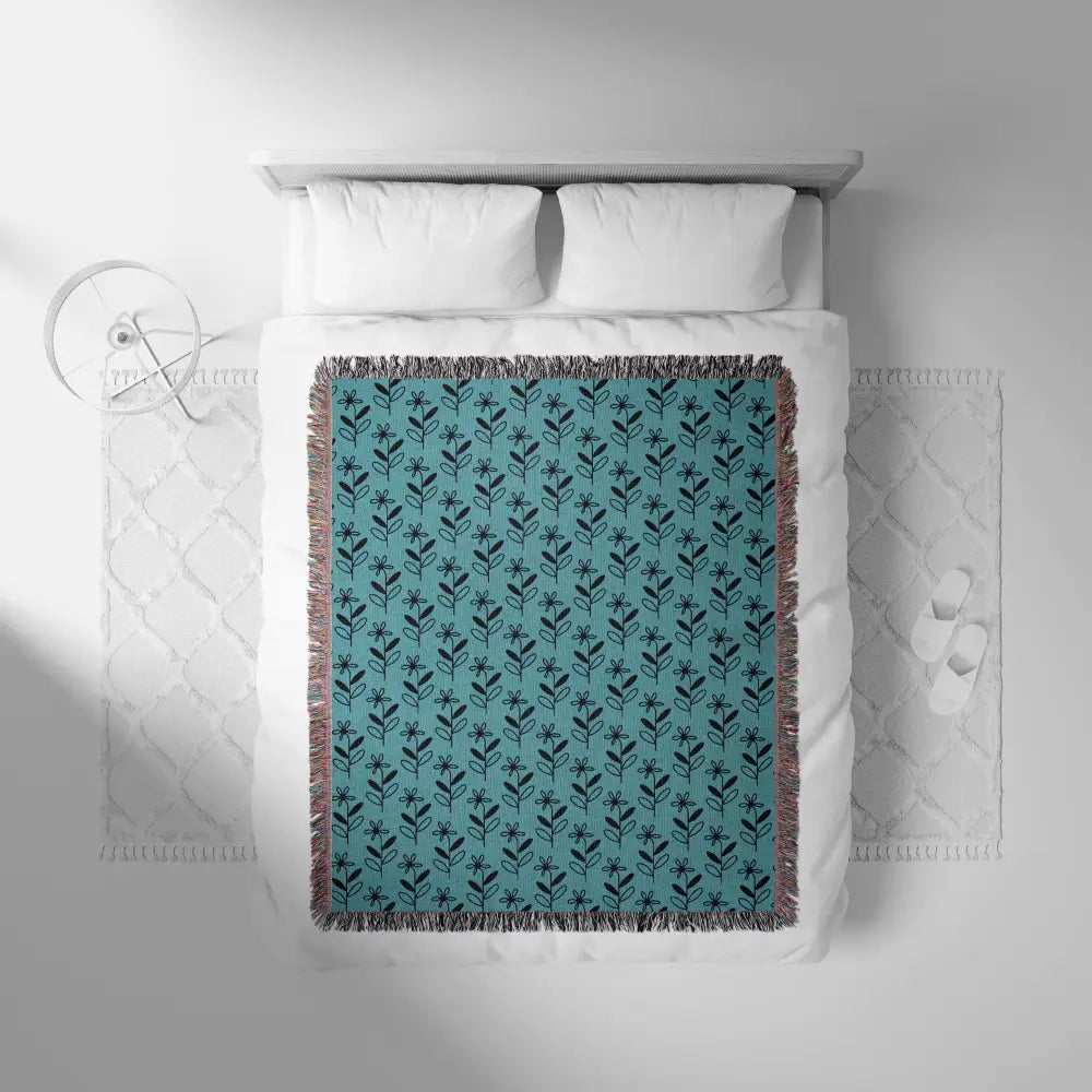 Simple Flower Personalized Woven Blanket