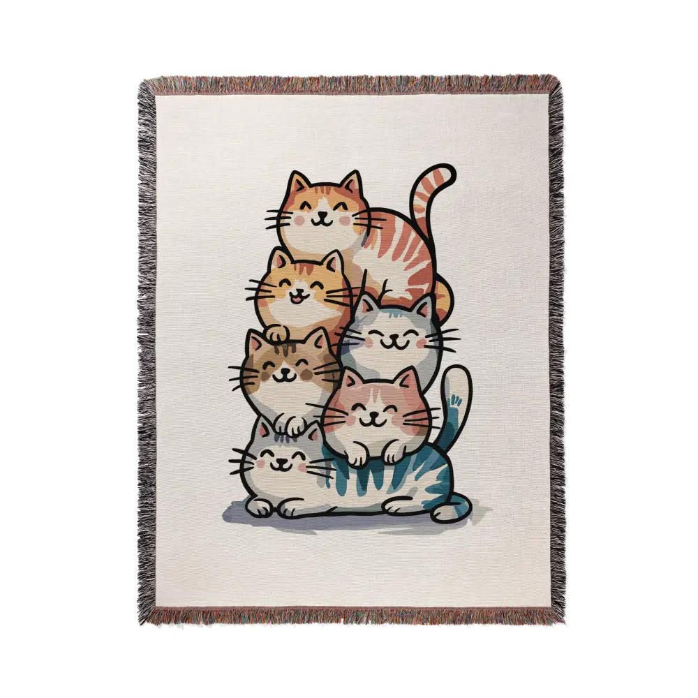 Stacked Cats Personalized Woven Blanket