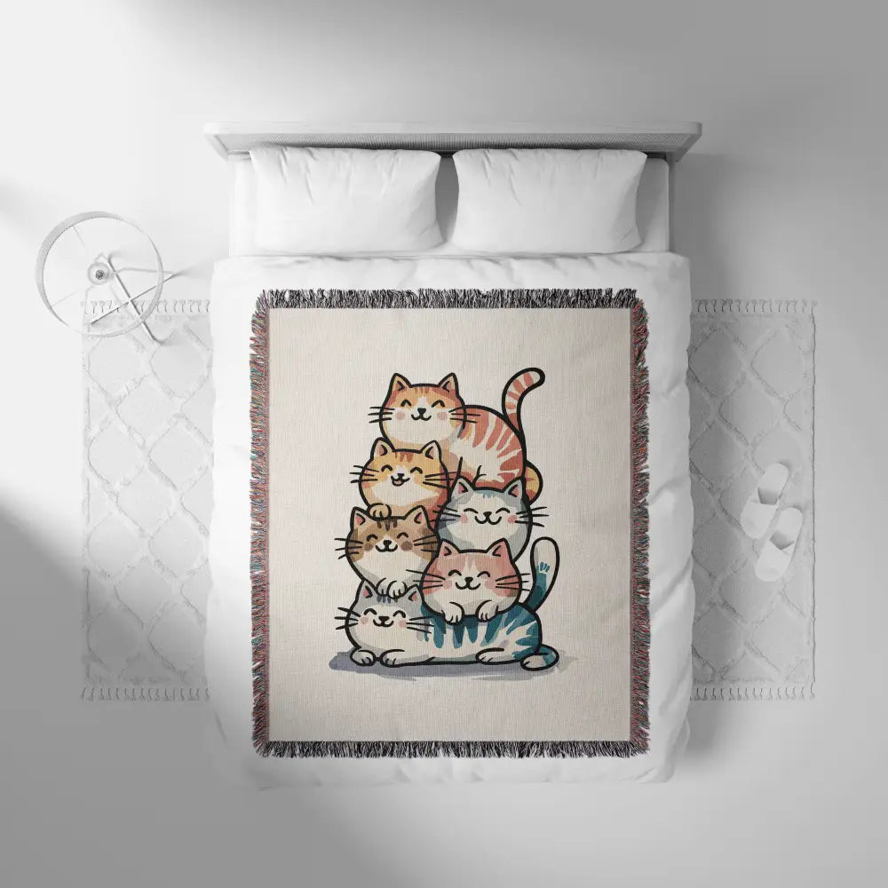 Stacked Cats Personalized Woven Blanket