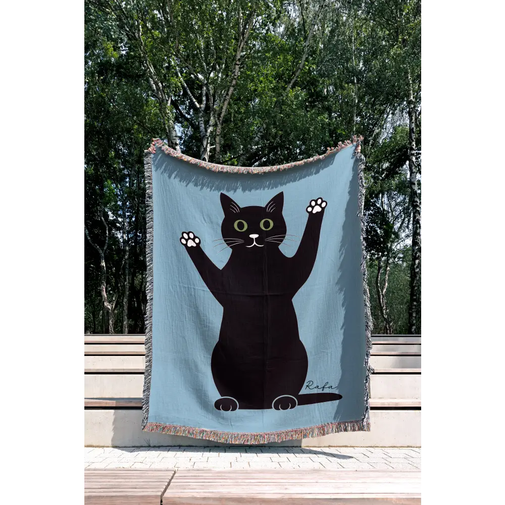 Standing Cat Personalized Woven Blanket