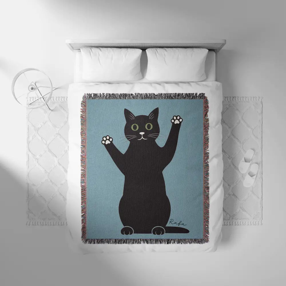 Standing Cat Personalized Woven Blanket