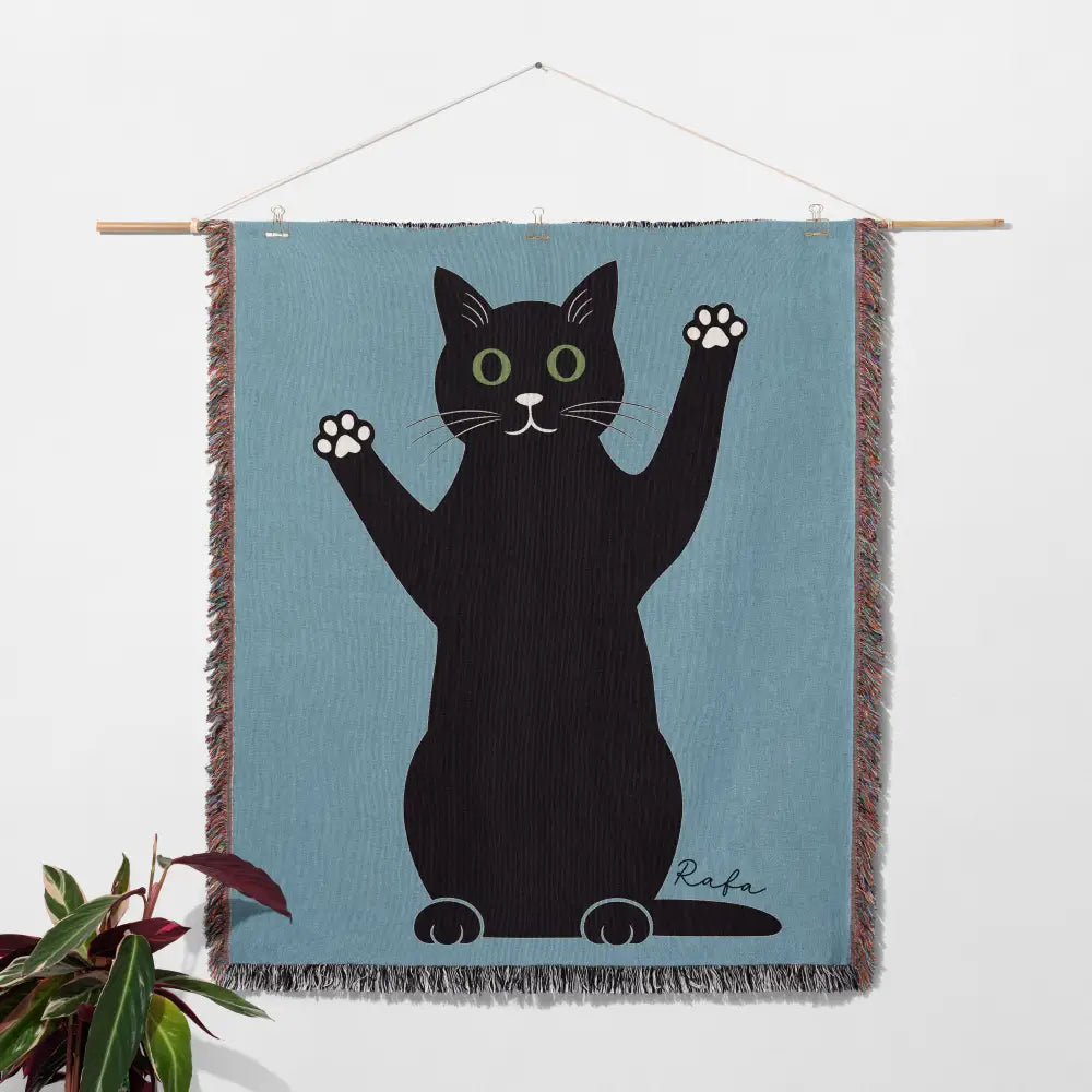 Standing Cat Personalized Woven Blanket