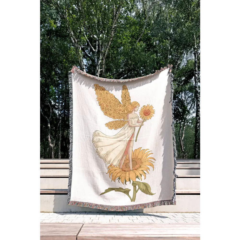 Sunflower Fairy Personalized Woven Blanket