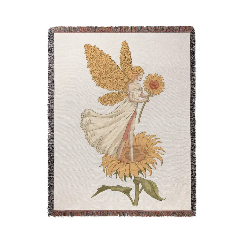 Sunflower Fairy Personalized Woven Blanket