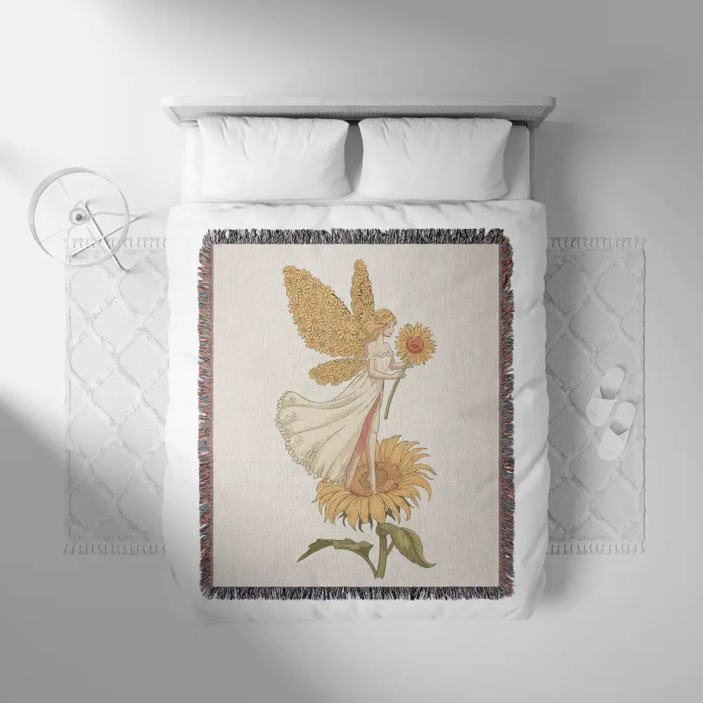 Sunflower Fairy Personalized Woven Blanket