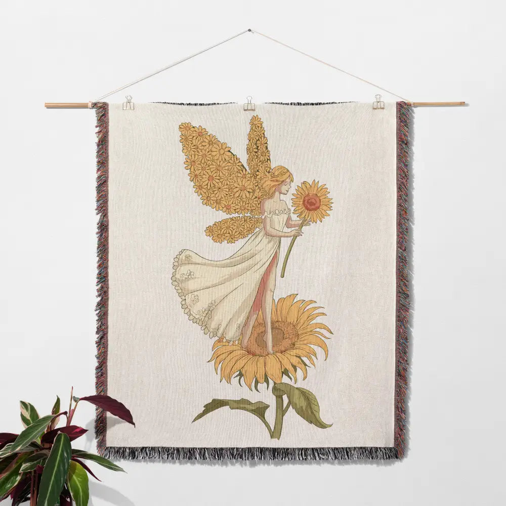 Sunflower Fairy Personalized Woven Blanket