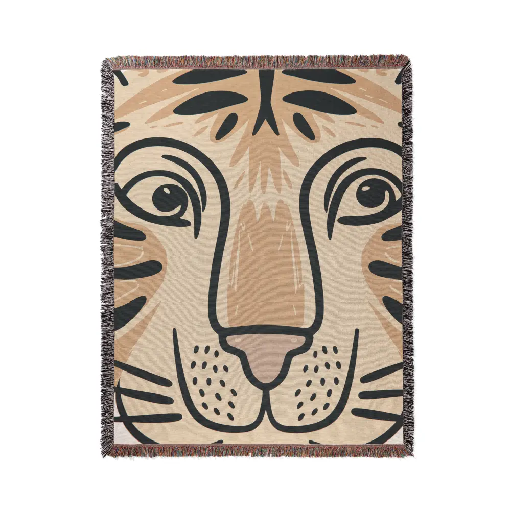 Tiger Face Pattern Personalized Woven Blanket