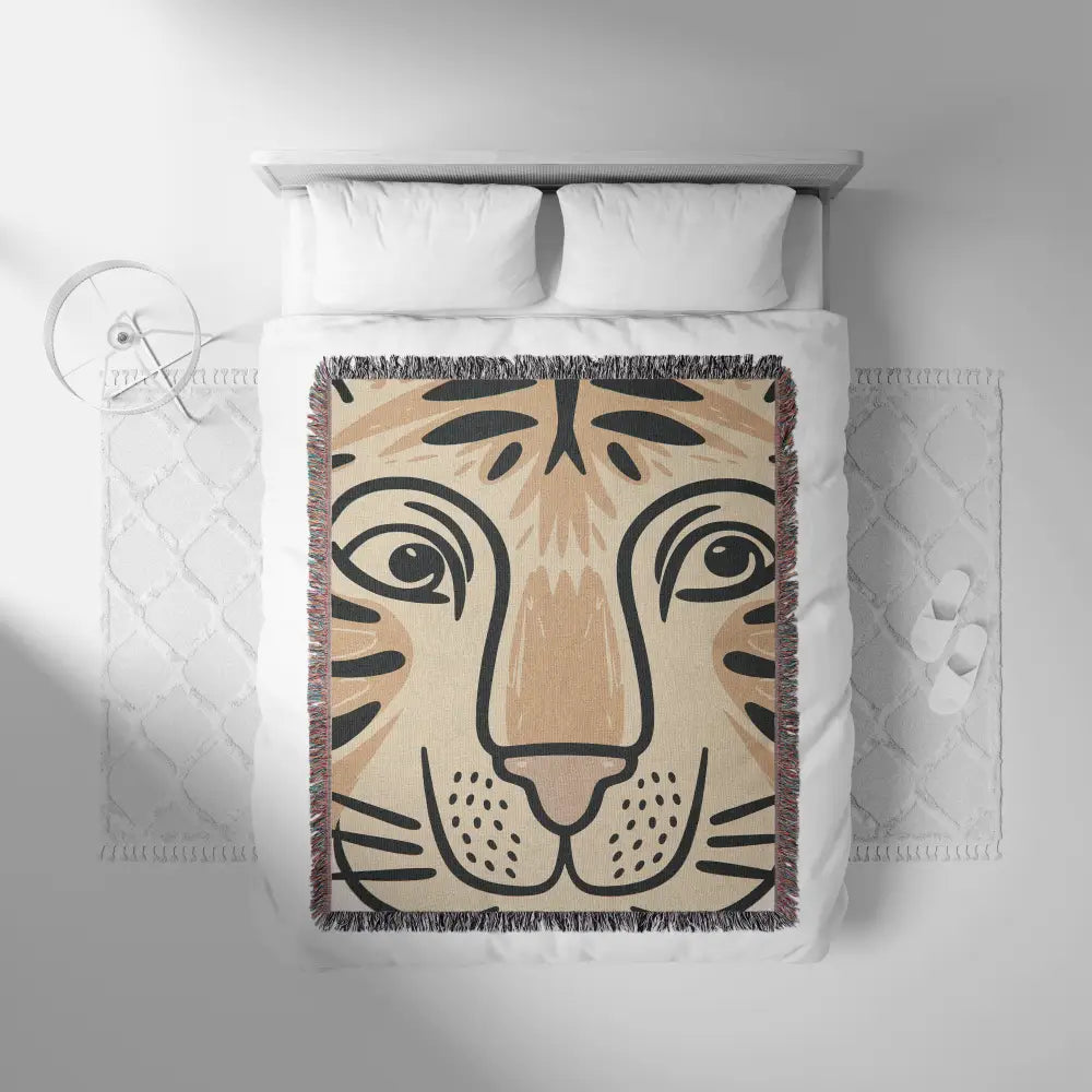 Tiger Face Pattern Personalized Woven Blanket