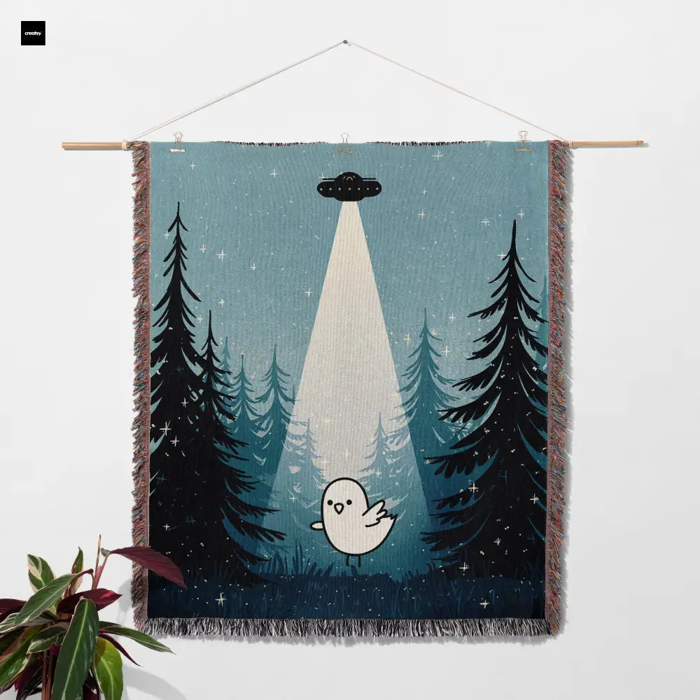 UFO Bird Personalized Woven Blanket