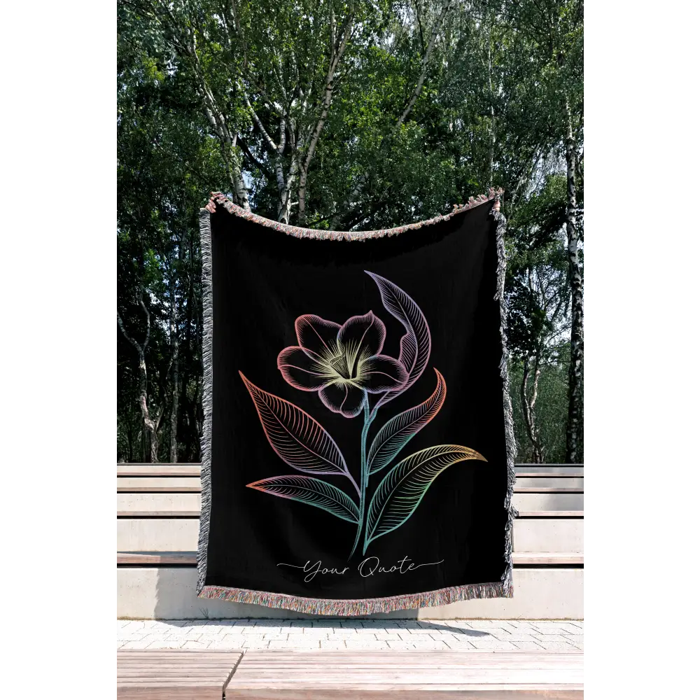 Vibrant Flower Personalized Woven Blanket