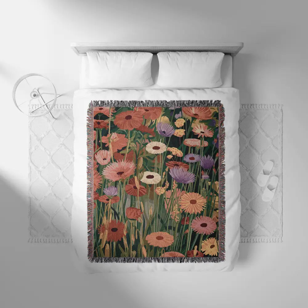 Wild Flowers MI Personalized Woven Blanket