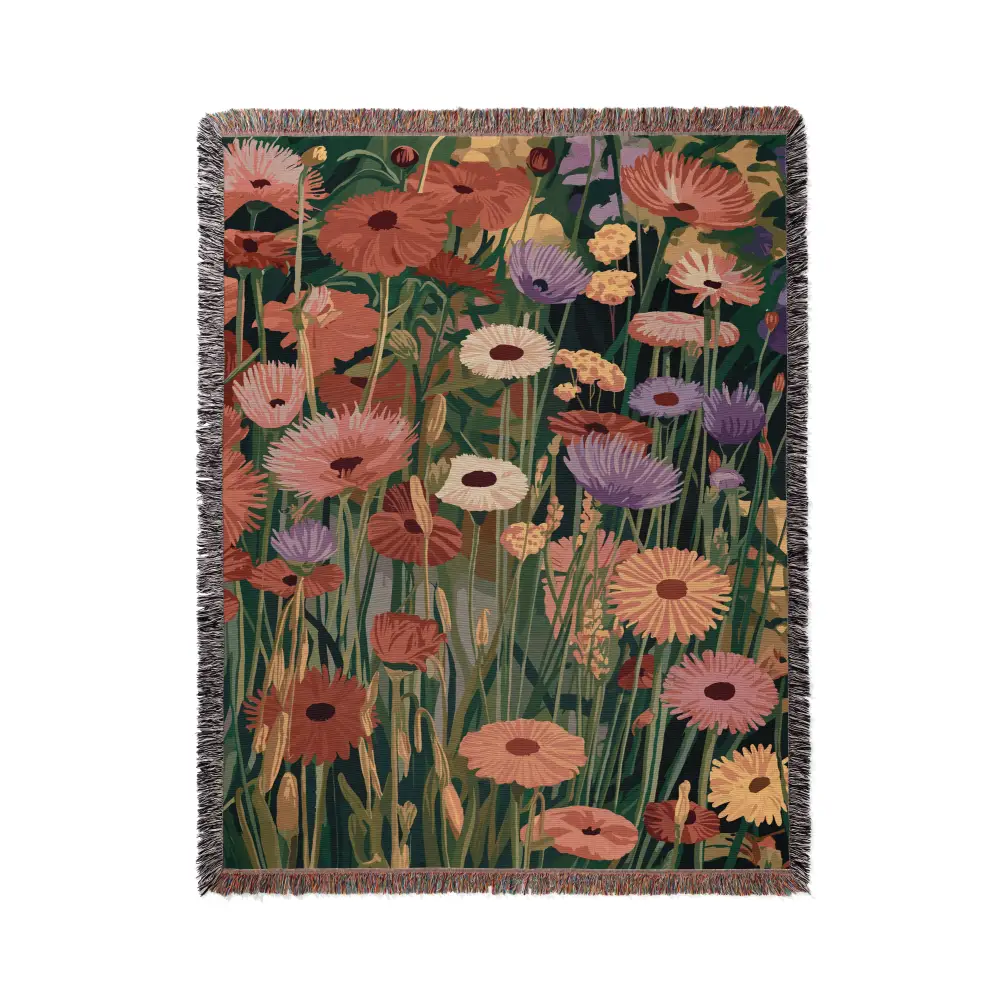 Wild Flowers MI Personalized Woven Blanket