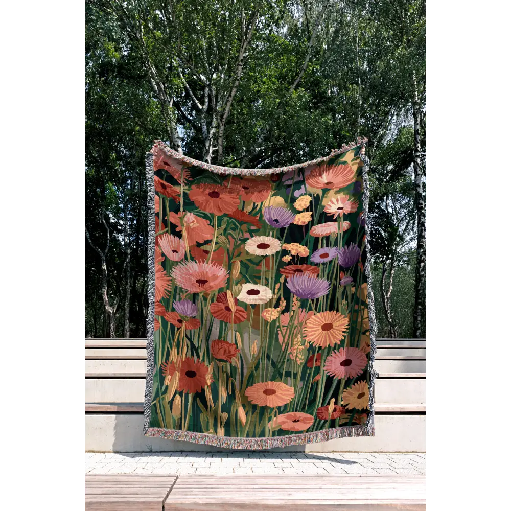 Wild Flowers MI Personalized Woven Blanket