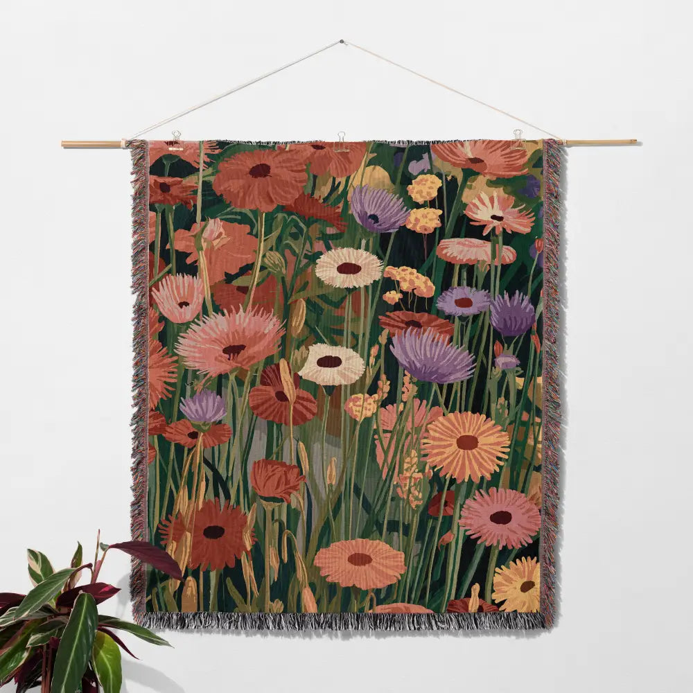 Wild Flowers MI Personalized Woven Blanket